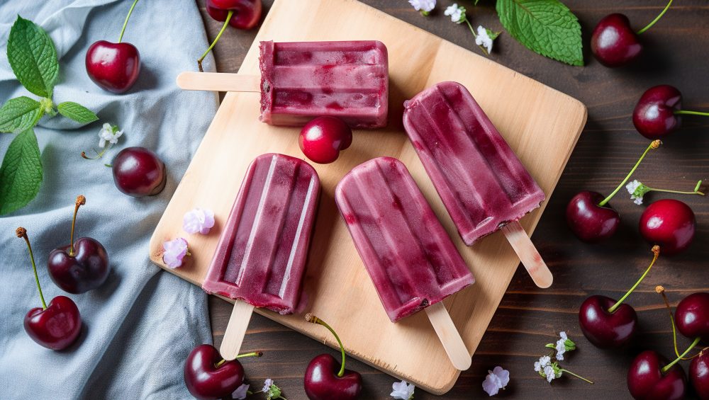 Glace à la cerise douce et au lait de coco